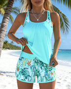 Tankini Elegante Stampa Oceano Spacco