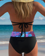 Bikini sexy con reggiseno stampato allacciato al collo