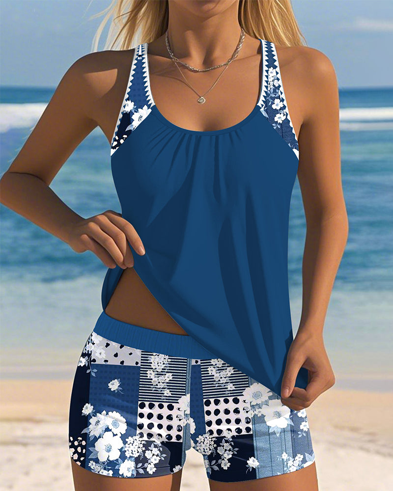 Costume da bagno stampato due pezzi boxer