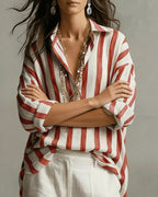 Camicia a righe a maniche lunghe con colletto