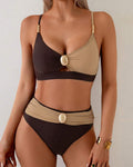 Costume da bagno a vita alta sexy con reggiseno a triangolo