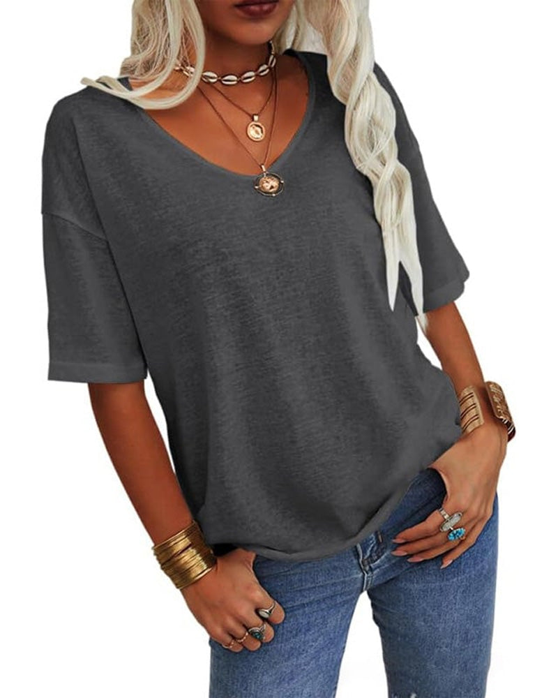 Top Donna Maniche Corte Scollo a V