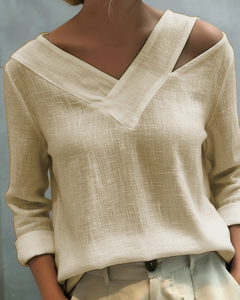 Top Elegante Scollo a V Spalle Scoperte