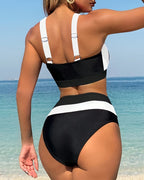 Bikini a Blocco di Colore a Vita Alta