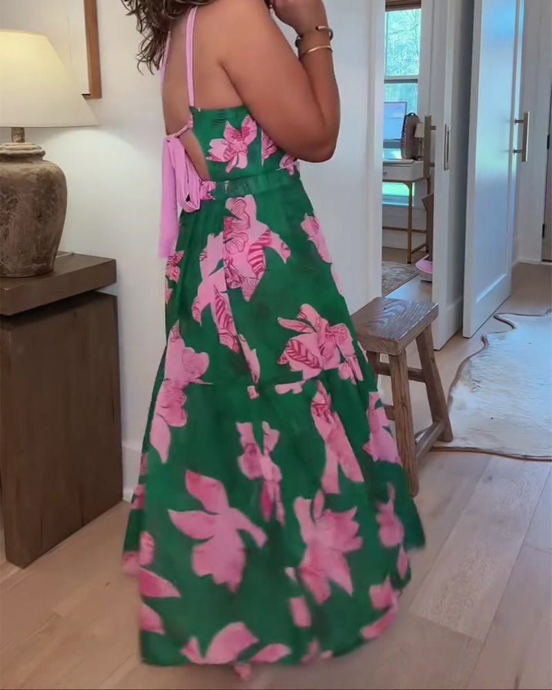 Costume da bagno intero a portafoglio con blocchi di colore a fiori