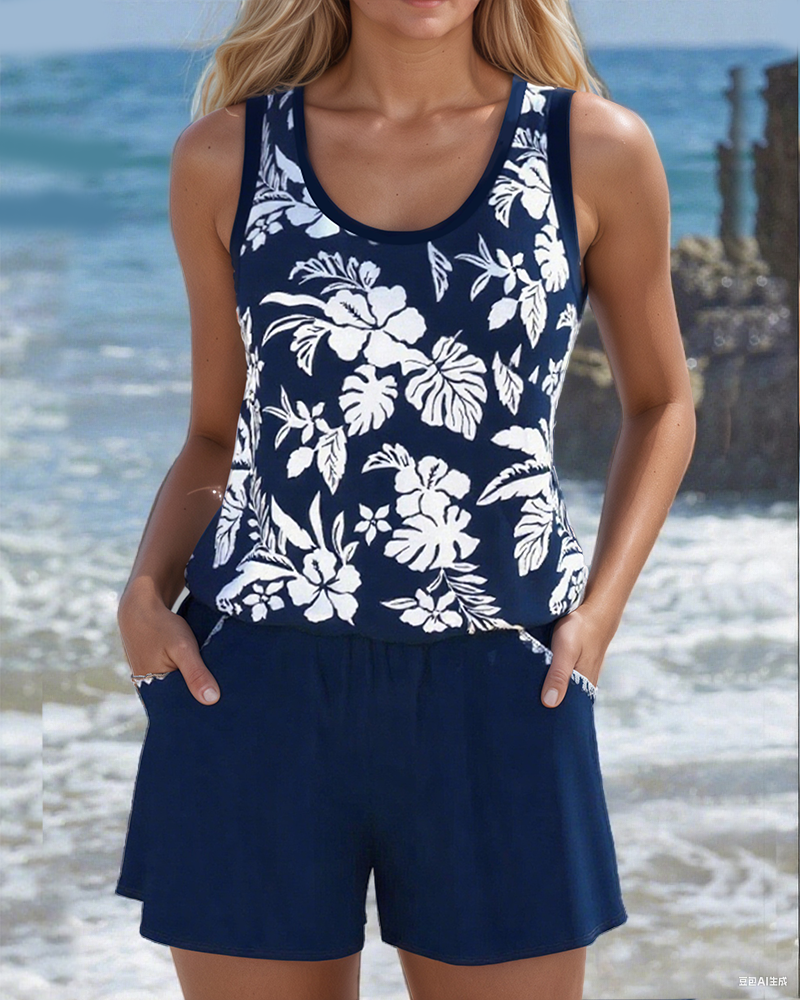 Costume da Bagno Due Pezzi Stile Casual da Vacanza
