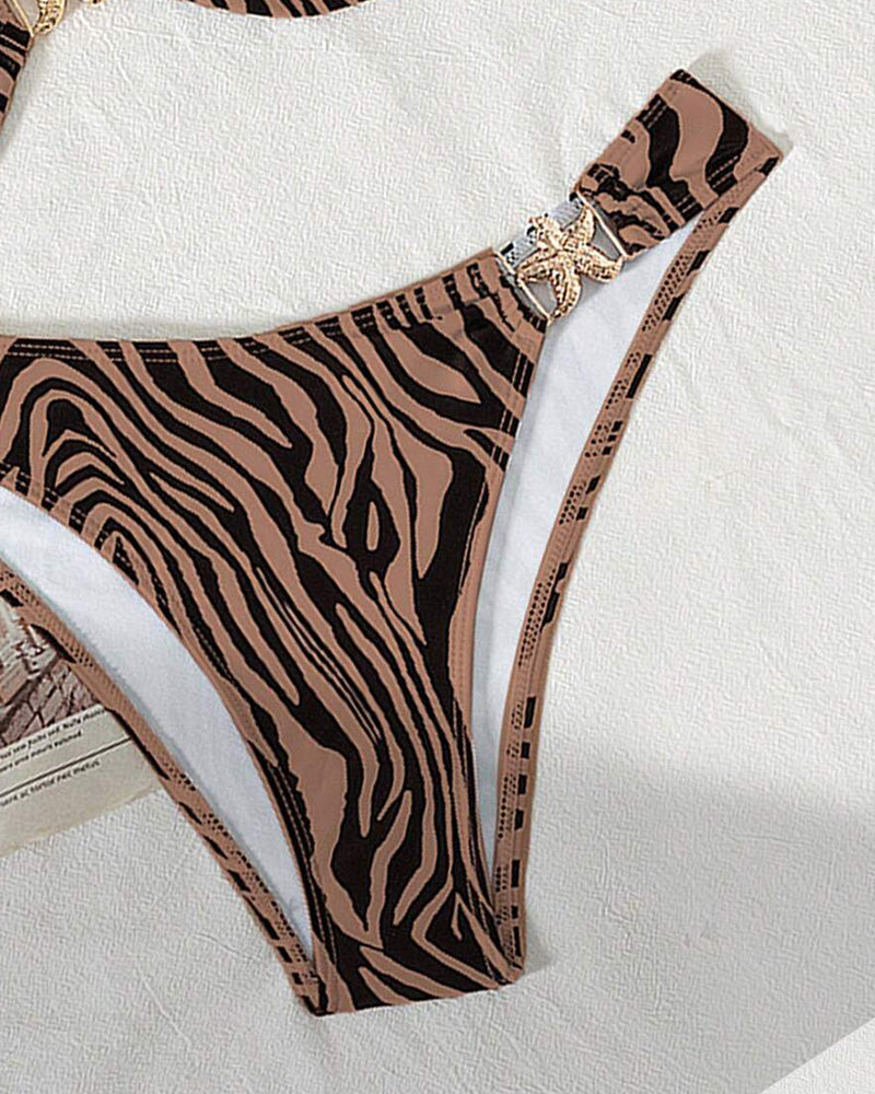 Bikini stampato zebrato sexy allacciato