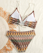 Bikini stampato a triangolo con nodo