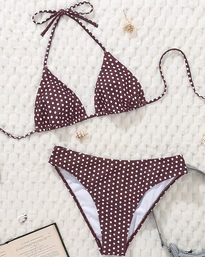 Bikini a pois con bretelline