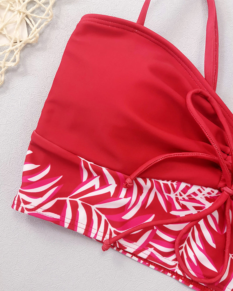 Bikini a vita alta Boyleg stampato