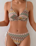 Bikini stampato a triangolo con nodo