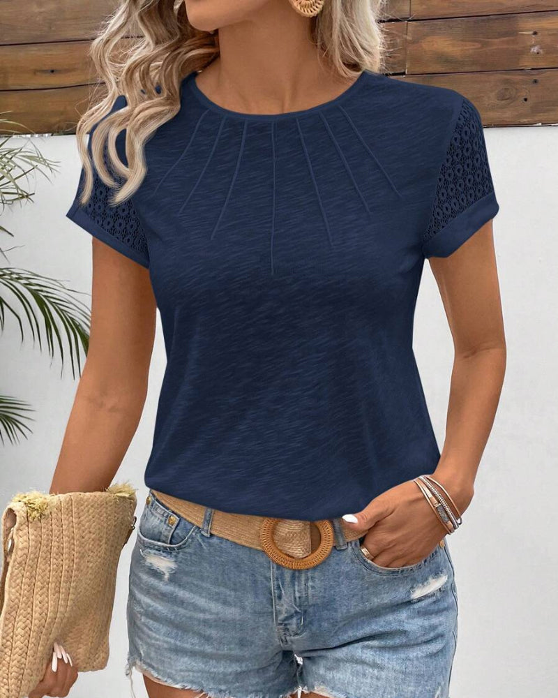 T-Shirt Girocollo Monocolore A Maniche Corte