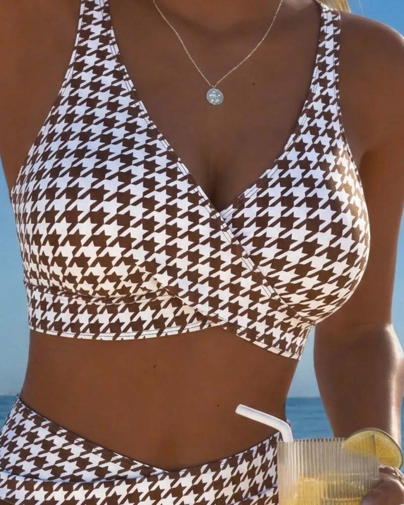 Bikini Pied-De-Poule Incrociato