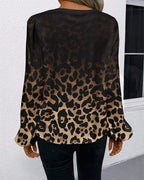 Camicia maniche a sbuffo sfumata stampa leopardata