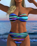Costume da bagno sexy a righe arcobaleno