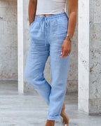 Pantaloni casual a tinta unita a gamba dritta