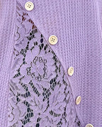 T-shirt in pizzo con pannello lavorato a maglia