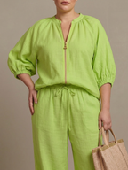 Natalia | Completo Top Palloncino con Zip e Pantaloni Ampi
