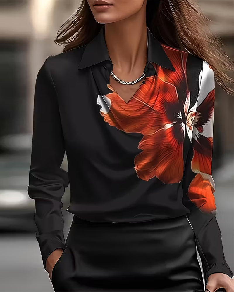Camicia con revers, spalla destra stampata