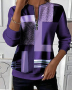 Felpa Casual Mezza Zip con Stampa