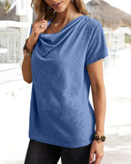 T-shirt con scollo a strati e maniche corte