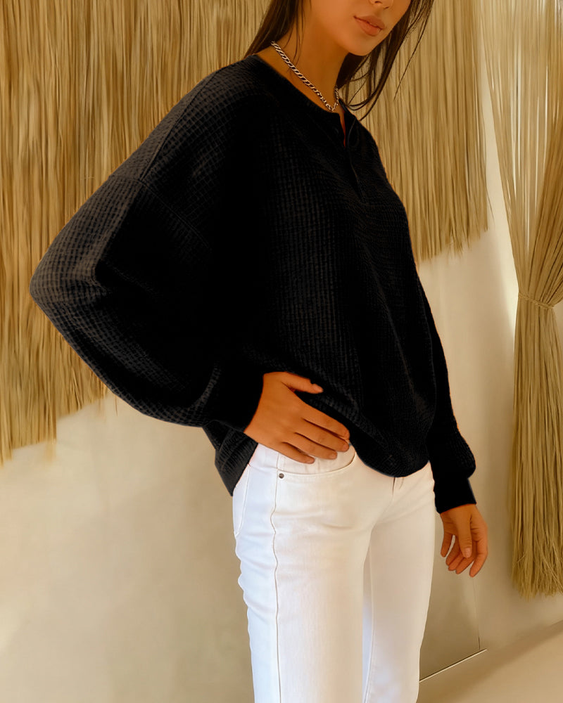 Felpa di tendenza casual monocolore a maniche lunghe