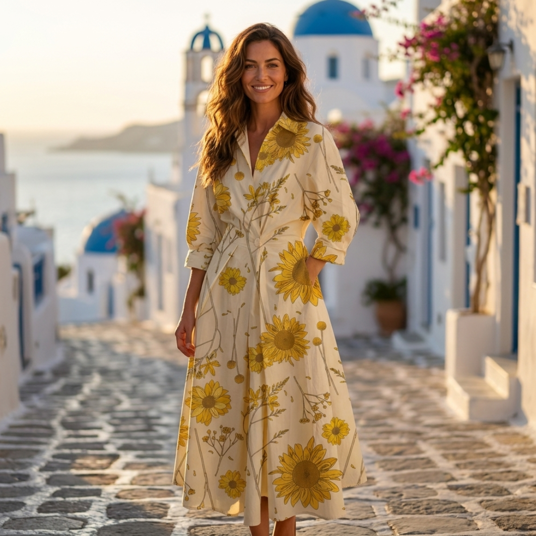 Lana - Elegante abito in cotone con colletto