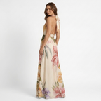 Astreia - Abito lungo con scollo floreale e spalline