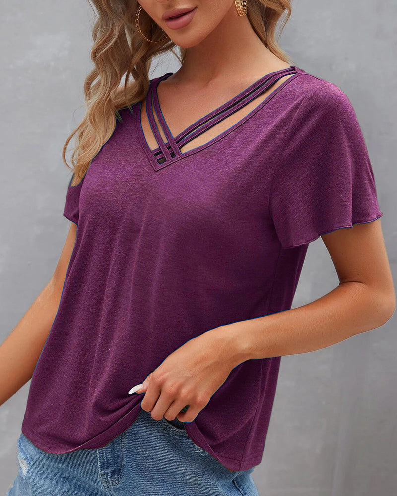 T-shirt monocolore con cut out
