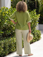 Wren | Completo Tuta Scollo a V a Contrasto e Pantaloni a Righe