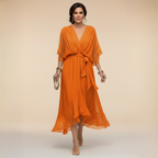 Monica | Abito in chiffon con scollo a V