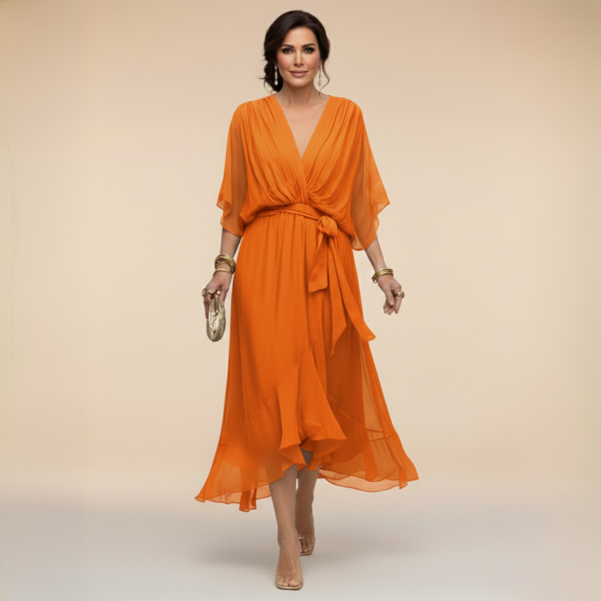 Monica | Abito in chiffon con scollo a V