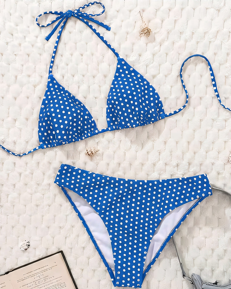 Bikini a pois con bretelline