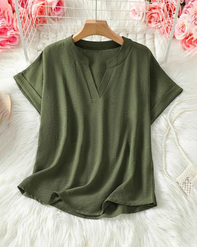 Camicetta Ampia Tinta Unita da Donna Casual