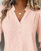 Top scollo a V con motivo Argyle e maniche corte