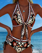 Bikini vintage floreale stampato all'americana