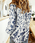 Camicia a maniche lunghe con stampa botanica
