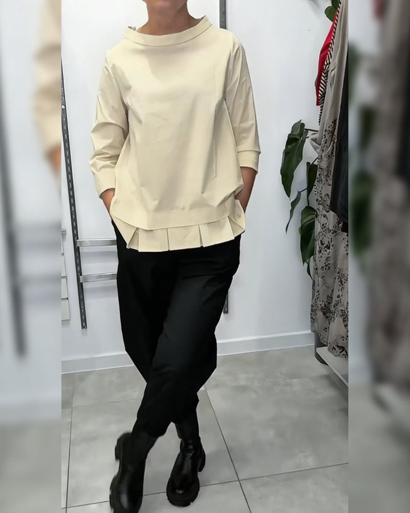 100% cotone Camicetta con colletto largo tinta unita casual
