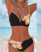 Bikini Bralette Allacciato con Stampa