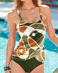 Costume Da Bagno Intero Stampato Geometrico Multicolore