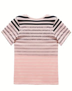 T-Shirt Girocollo A Maniche Corte A Righe