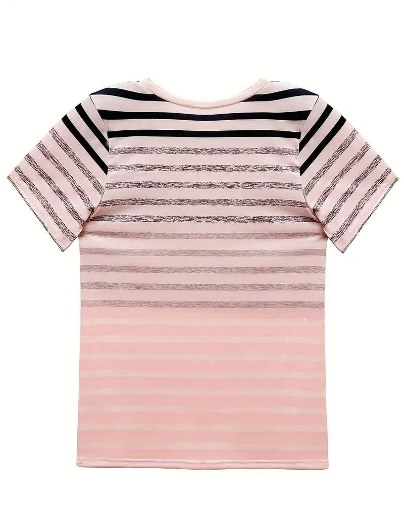 T-Shirt Girocollo A Maniche Corte A Righe