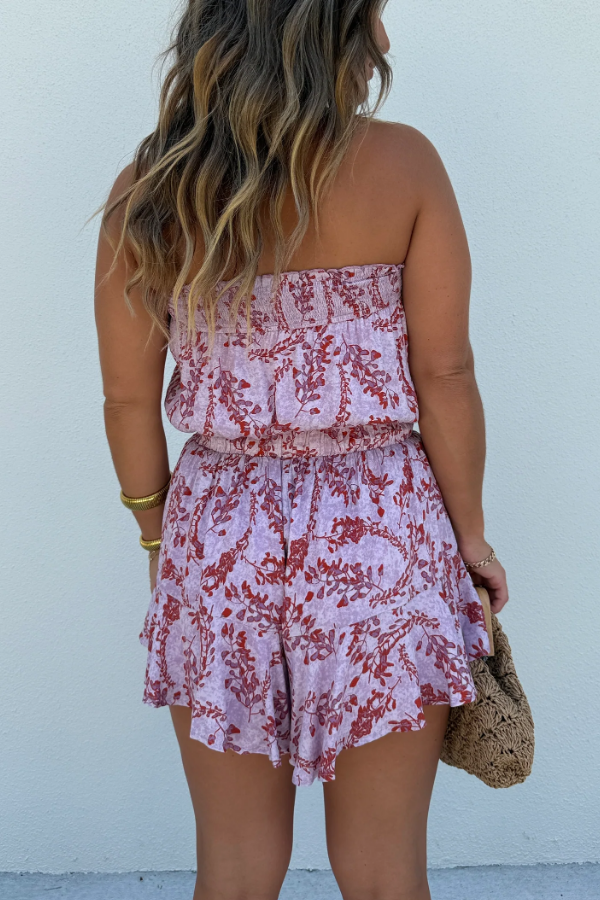 Tuta intera top senza spalline Soul Ties rosa multicolore