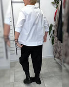 100% cotone Camicetta con colletto largo tinta unita casual