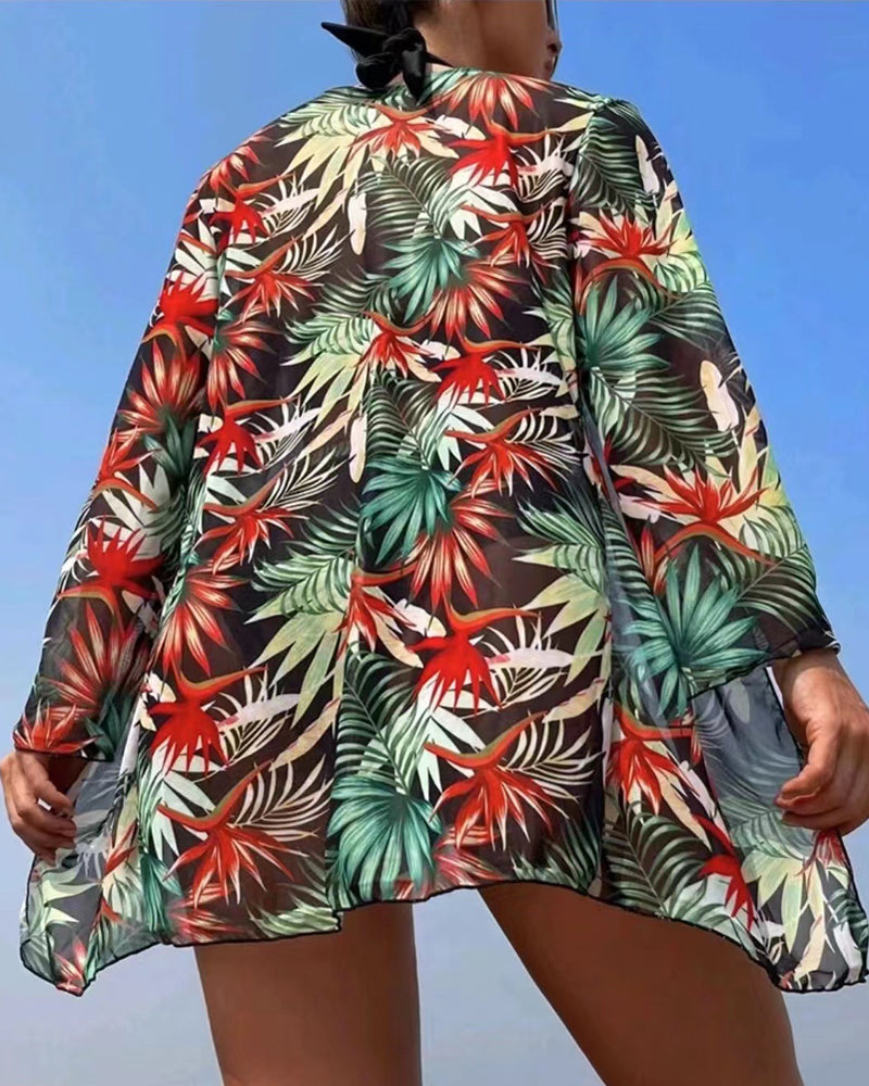Completo bikini sexy stampato con copricostume