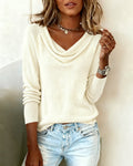 T-shirt con collo arricciato e texture in maglia a nido d'ape