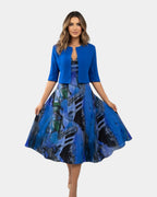 Stacy | Abito midi fluido stampato con giacca coordinata