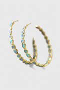 Orecchini pendenti vintage in opale blu e oro dall'eleganza sognante