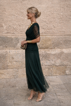Maxi abito elegante da festa con scollo a cuore