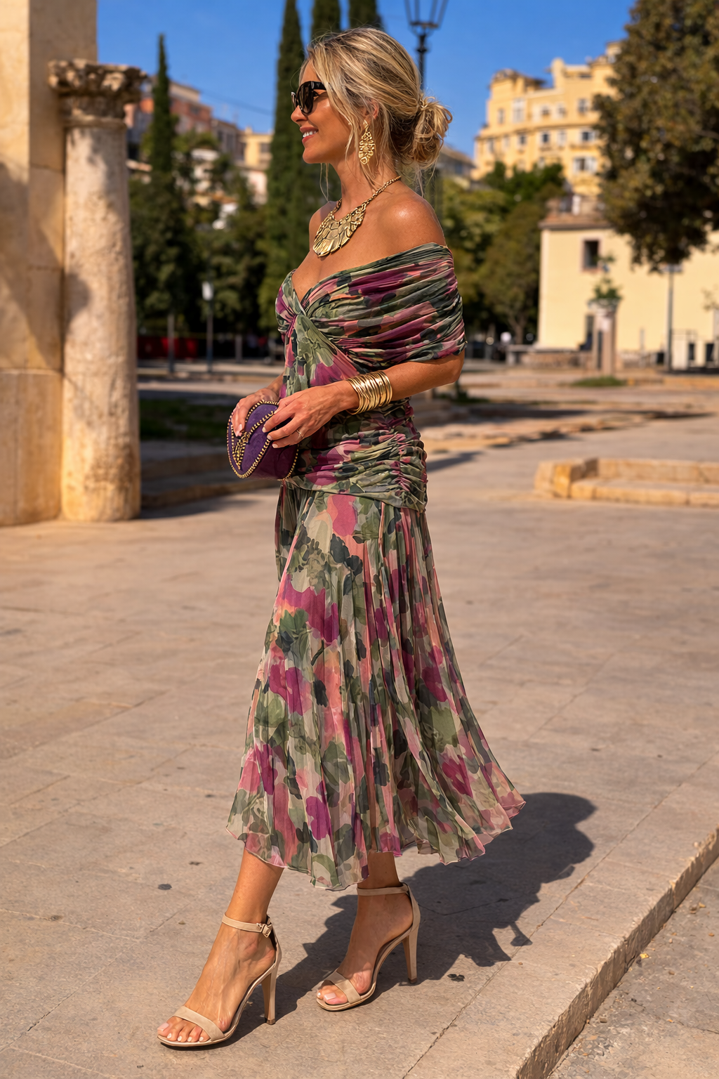 Maxi abito elegante da festa con scollo a cuore
